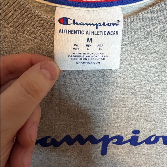 Champion Grey Crewneck Sweatshirt – Classic Logo, Cozy Fit - Picture 2 of 2